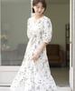 Ppaeppae V-Neck Strap-Banding Tiered Long Dress