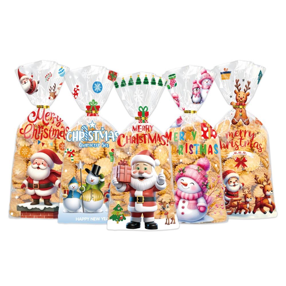 

50Pcs Snack Packaging Christmas Packaging Bag Party Supply Merry Christmas Christmas Candy Bag Xmas Tree Snowman Santa Clause 5x5x5cm