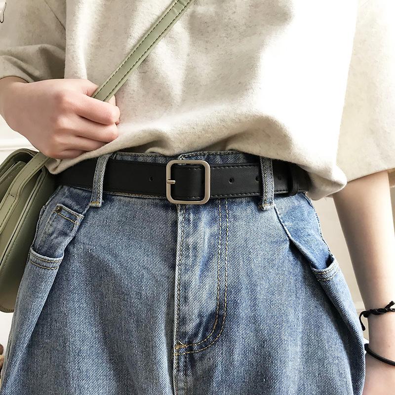 

Women S Belt Soft Pu Leather Belt Square Buckle Pin Buckle Jeans Black Belt Chic Luxury Brand Fancy Vintage Strap Female 105cm