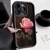 Aesthetic Rose Floral Pattern Silicone Phone Case For iPhone 16 Pro Max 15 14 13 12 11 7 8 Plus X XS XR SE 16E Shockproof Cover