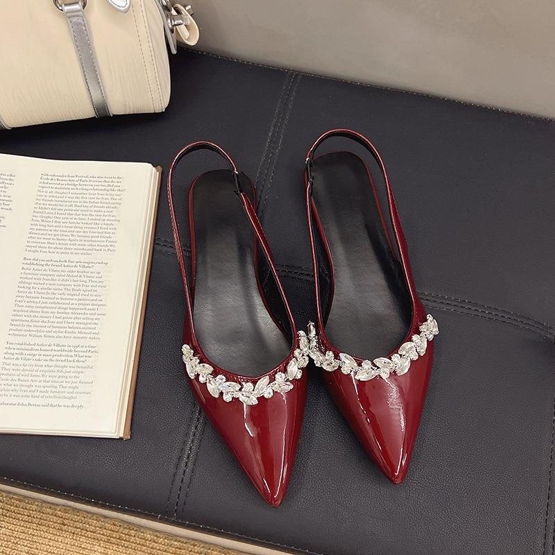 Spring/Autumn Round Head Solid Color Water Diamond Flat Shoes Fashion New Style Comfortable Leisure Outdoor Sandals for Women