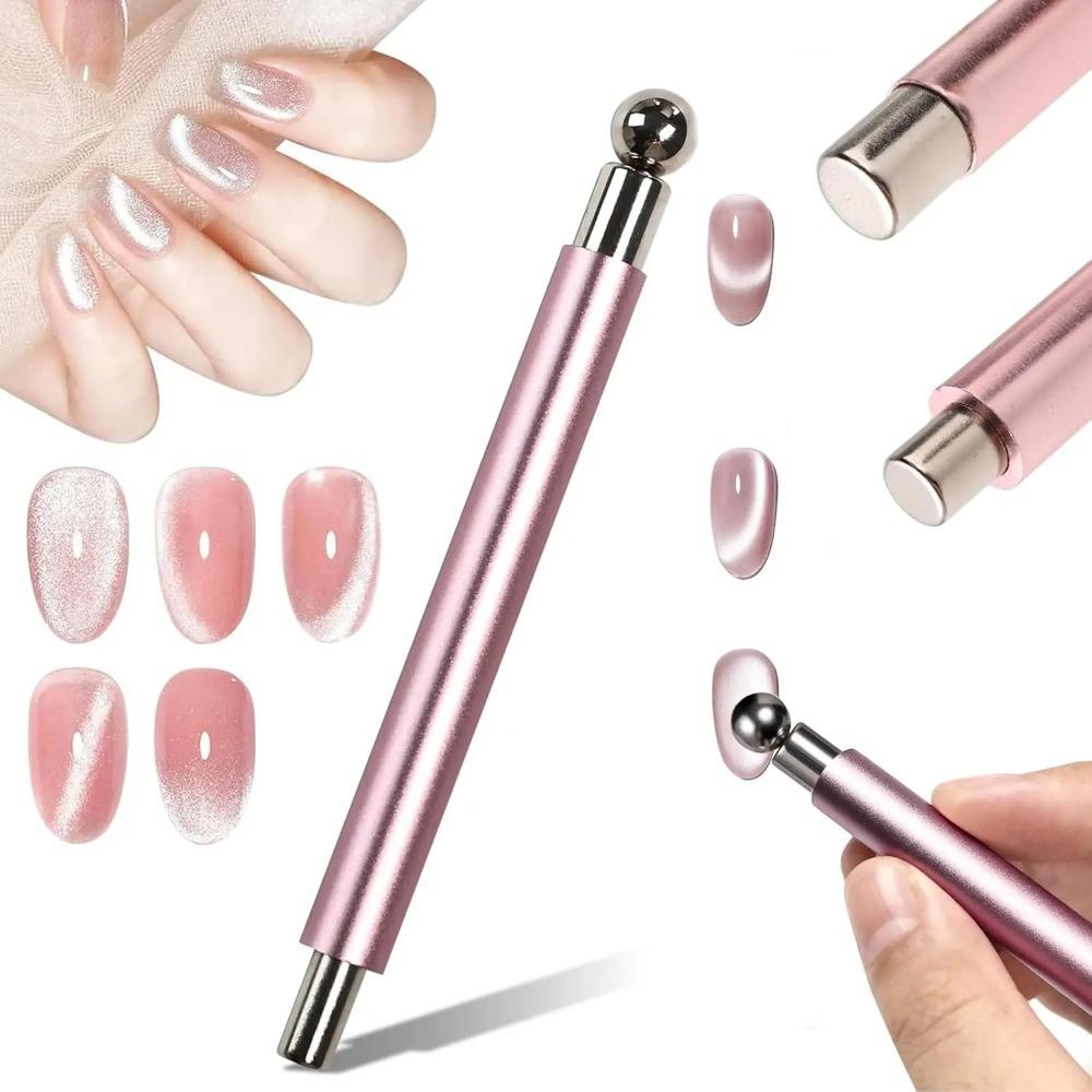 Cat Eye Magnetic Ball with Magnetic Nail Stick Tool Set: Double-Head Strong Magnet Pen for 3D Cat Eye Gel Nails