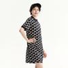 MLB New York Yankees Logo Print Sports Interwoven Letter Mid-Waist A-Line Casual Polo Dress Women dresses Black 3FOPM0233-50BKS