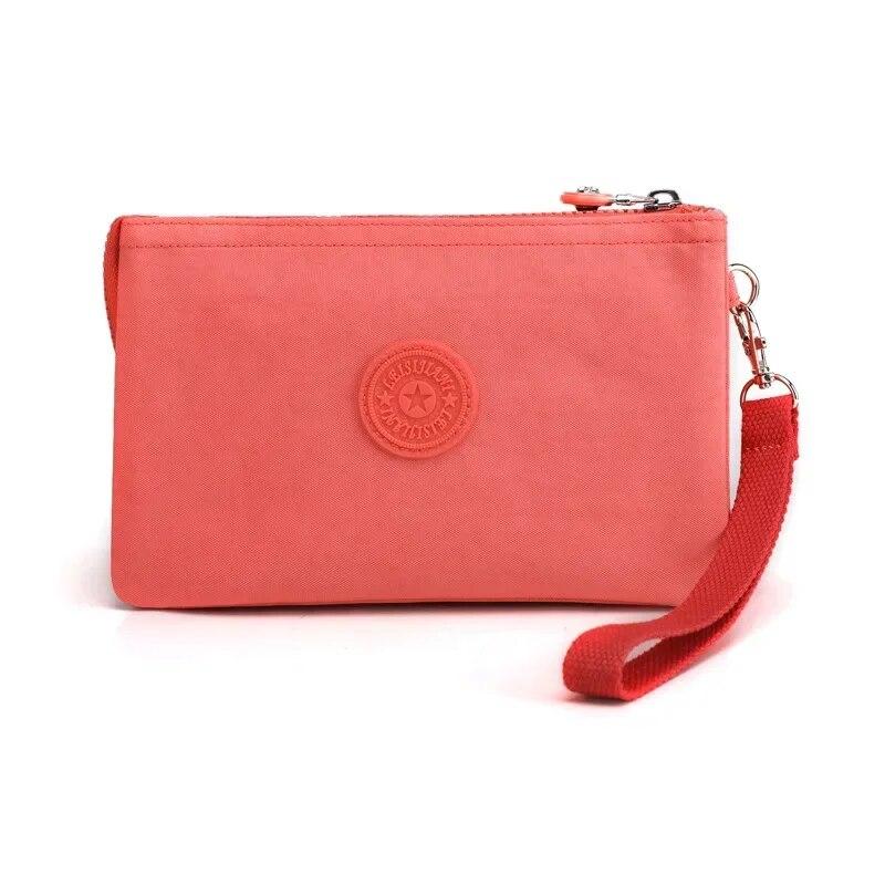 Casual Nylon Canvas Coin Money Organizer Bags for Women Multilayer Wallet Portable Phone Toiletry Keys Storage Handbag Wrist Bag