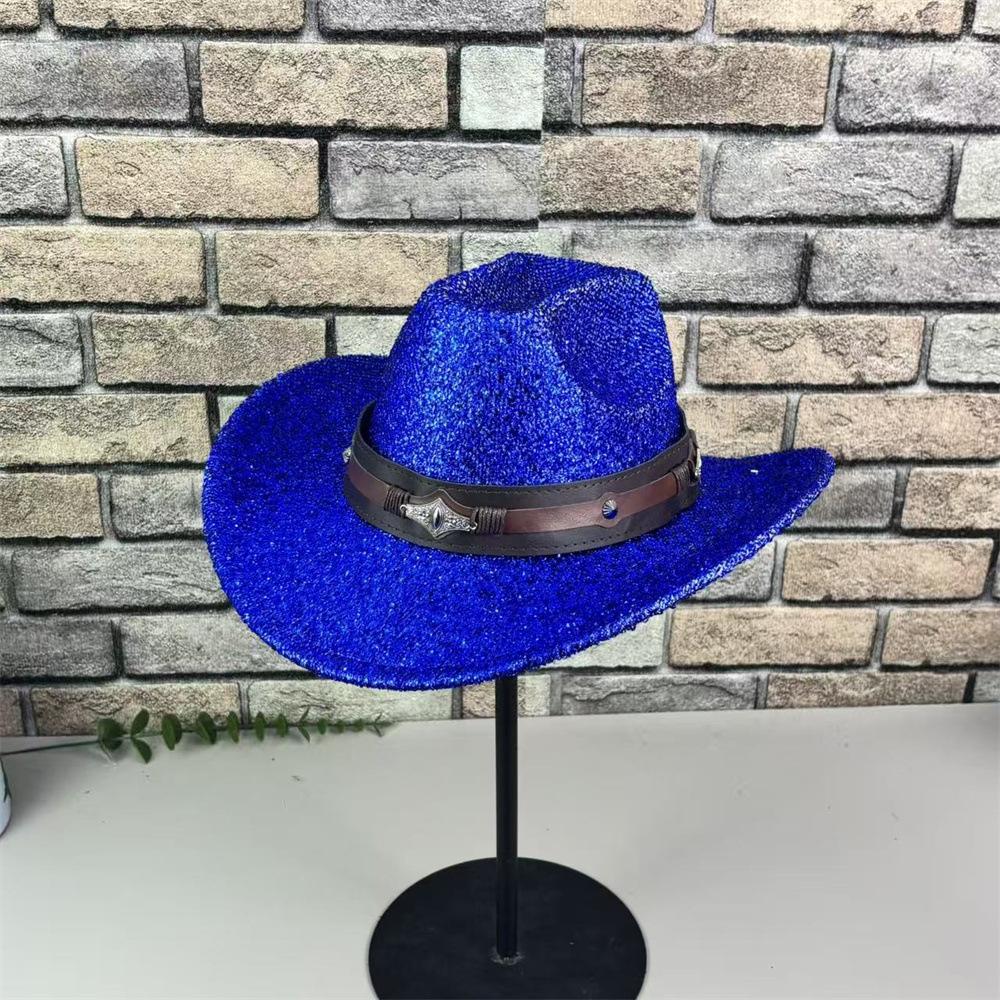 European and American Style Top Hat, Big Edge, Western Denim Straw Hat, Men's and Women's Outdoor Sunshade Sunscreen Hat, Retro Jazz Hat.