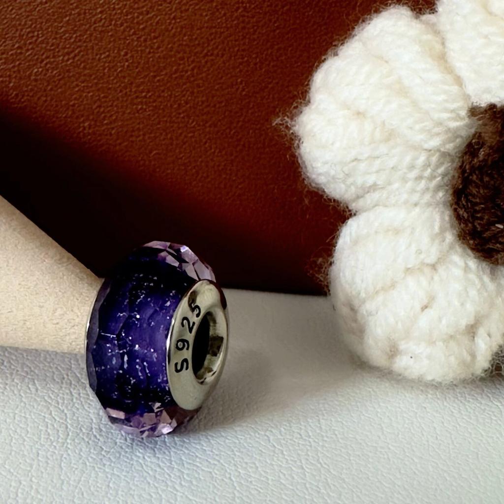 Colorful copper Mini Murano Glass Bead Charms Charm Fits Authentic Bracelets Blue Faceted Murano for Women Necklaces Jewellery