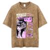 Anime Tomie Junji Ito Vintage Washed T-shirt Men Women Manga Horror Gothic Rock T Shirts Male Retro High Quality Cotton T-shirts