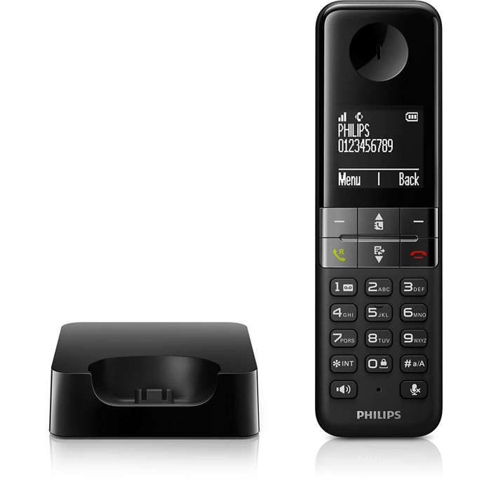 Téléphone sans fil - PHILIPS - D4701B - Noir - Écran 4,6 cm - Autonomie 16 heures