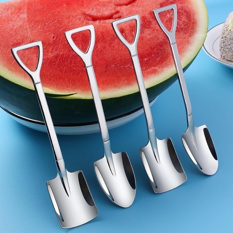 Shovel Spoon Creative Cute Mini Stainless Steel Tableware For Home Kitchen Dessert Ice Cream Coffee Tea Soup Eating Tool