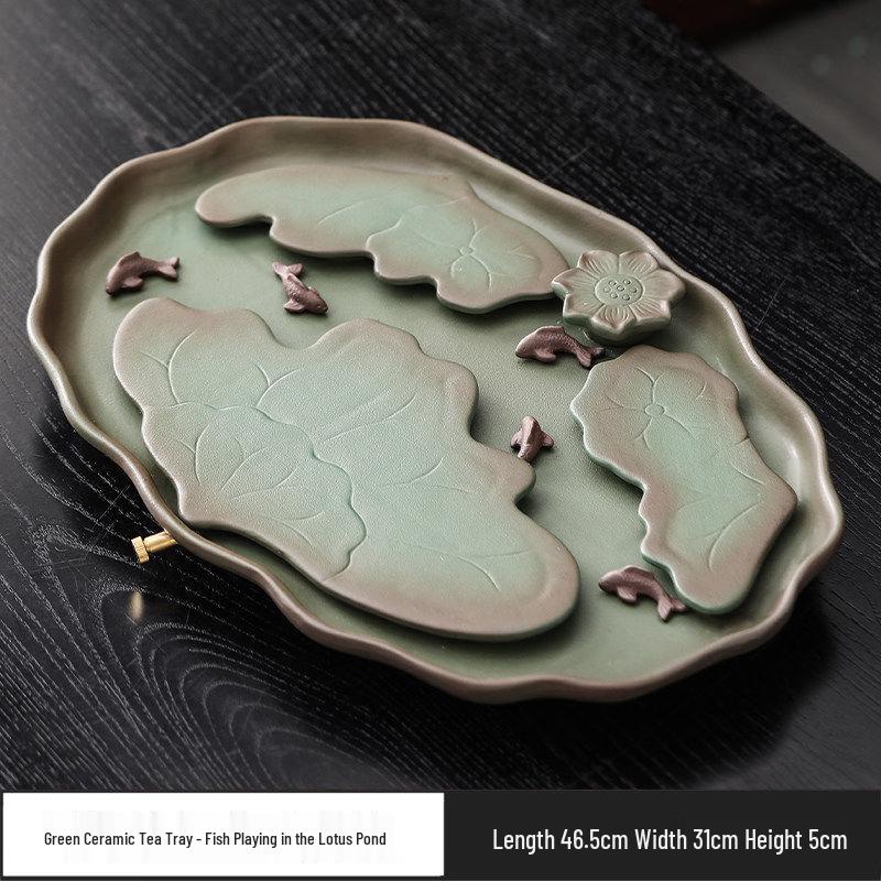 Chaxun Green Pottery Tea Tray