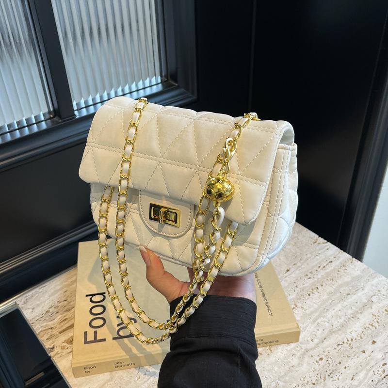 Rhombus chain bag women's autumn and winter new versatile niche shoulder messenger bag high-end small square bag