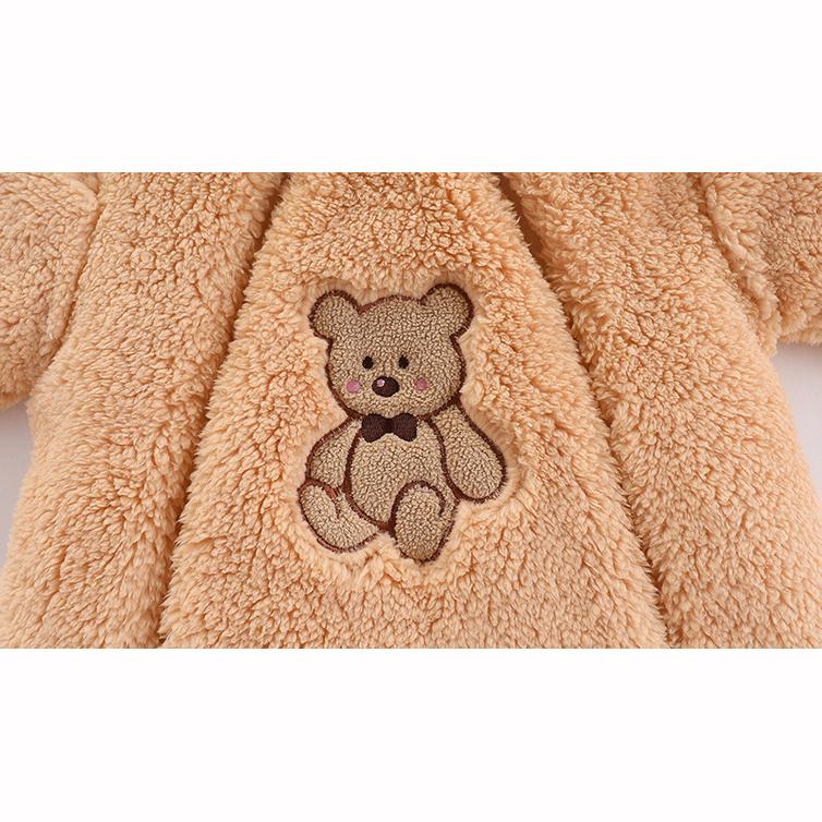 Chaqueta de Invierno para Bebé Recién Nacido Mono con Capucha Caliente para Bebé Mono de Algodón Suave Engrosado Ropa de Dibujos Animados para Bebé Niña