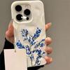Blue Floral Branch Pattern Wave Texture Phone Case For iPhone 11 12 13 14 15 16 17 Pro Max 14 15 Plus 17 Air Soft Back Cover
