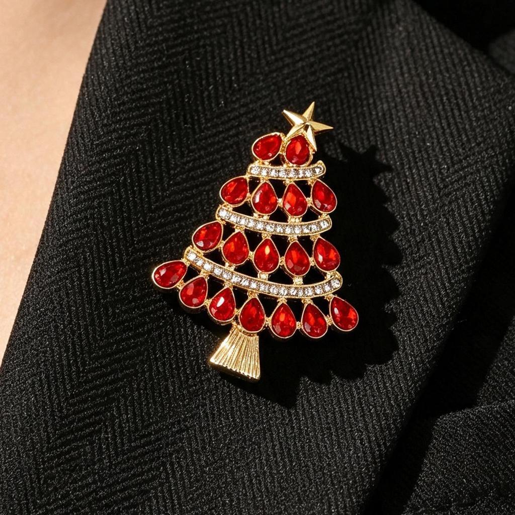 Perłowa Broszka Choinka - Elegancki Europejski i Amerykański Świąteczny Dodatek dla Kobiet