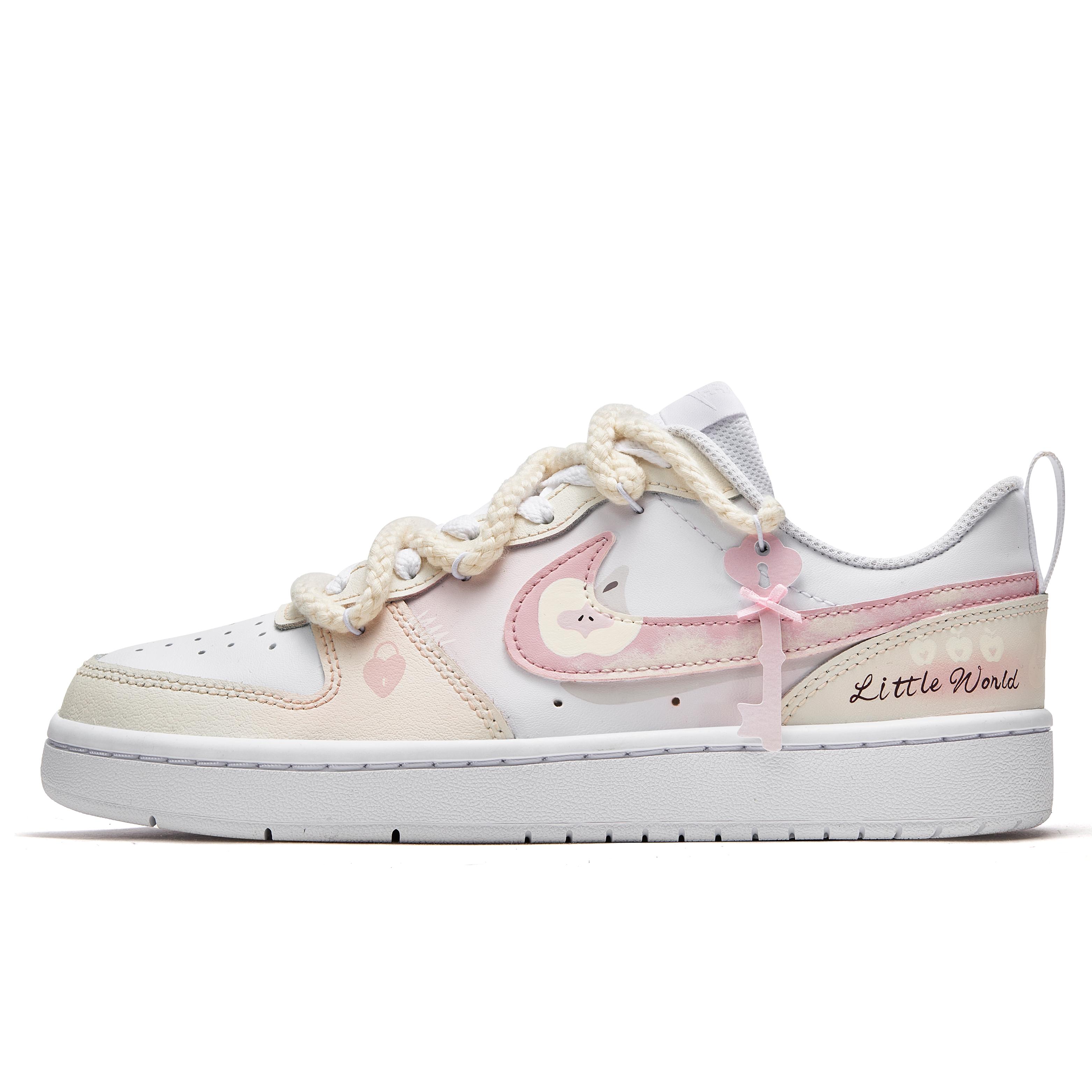

Nike Court Borough 2 Low top Skateboard Shoes GS White Pink BQ5448-100(Team177-) 39