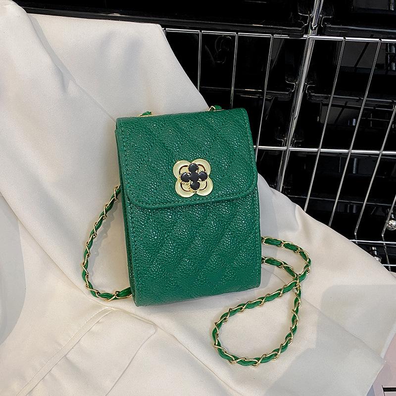 

New textured women s bag, caviar small square bag, diamond chain, shoulder messenger bag. зелёный