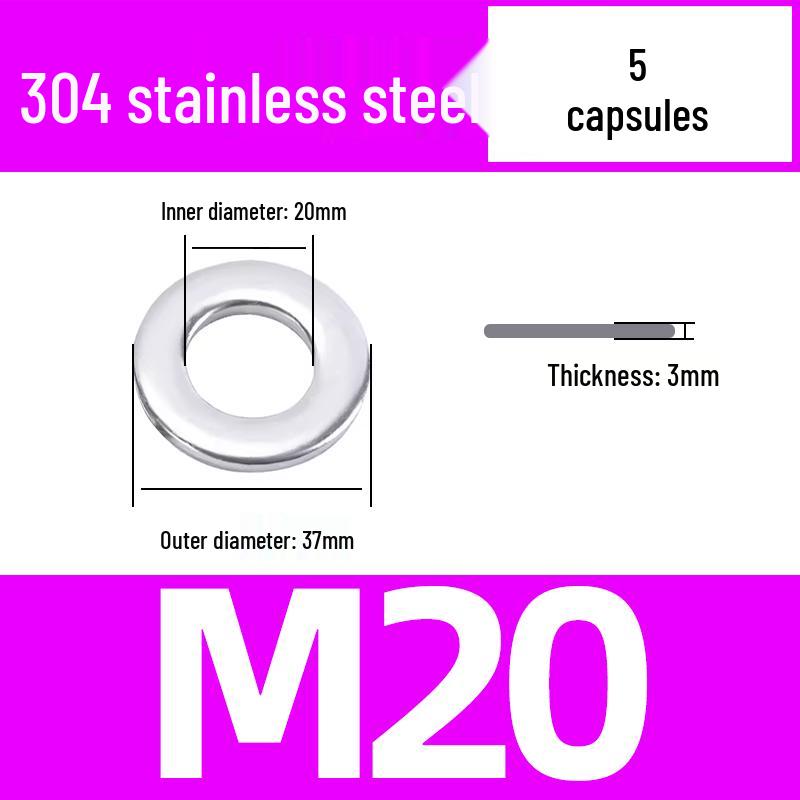 304 Stainless Steel Flat Washer for M1.6-M45 Screws