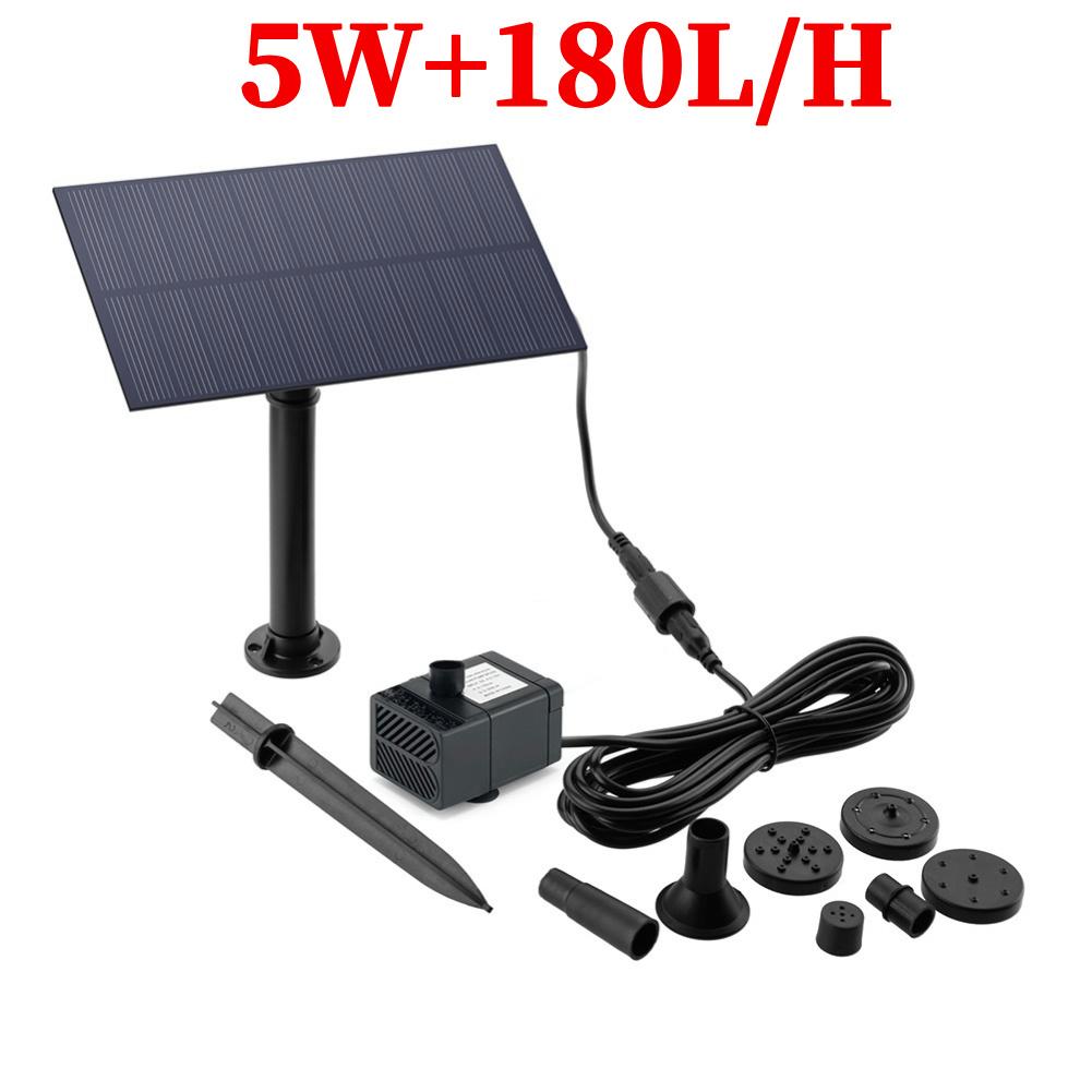 50W 800L/H DC 12V Low Noise Brushless Solar Water Pump Kit for Pool Black Outdoor Waterfall Fountain Garden Pool Pond Bird Bath