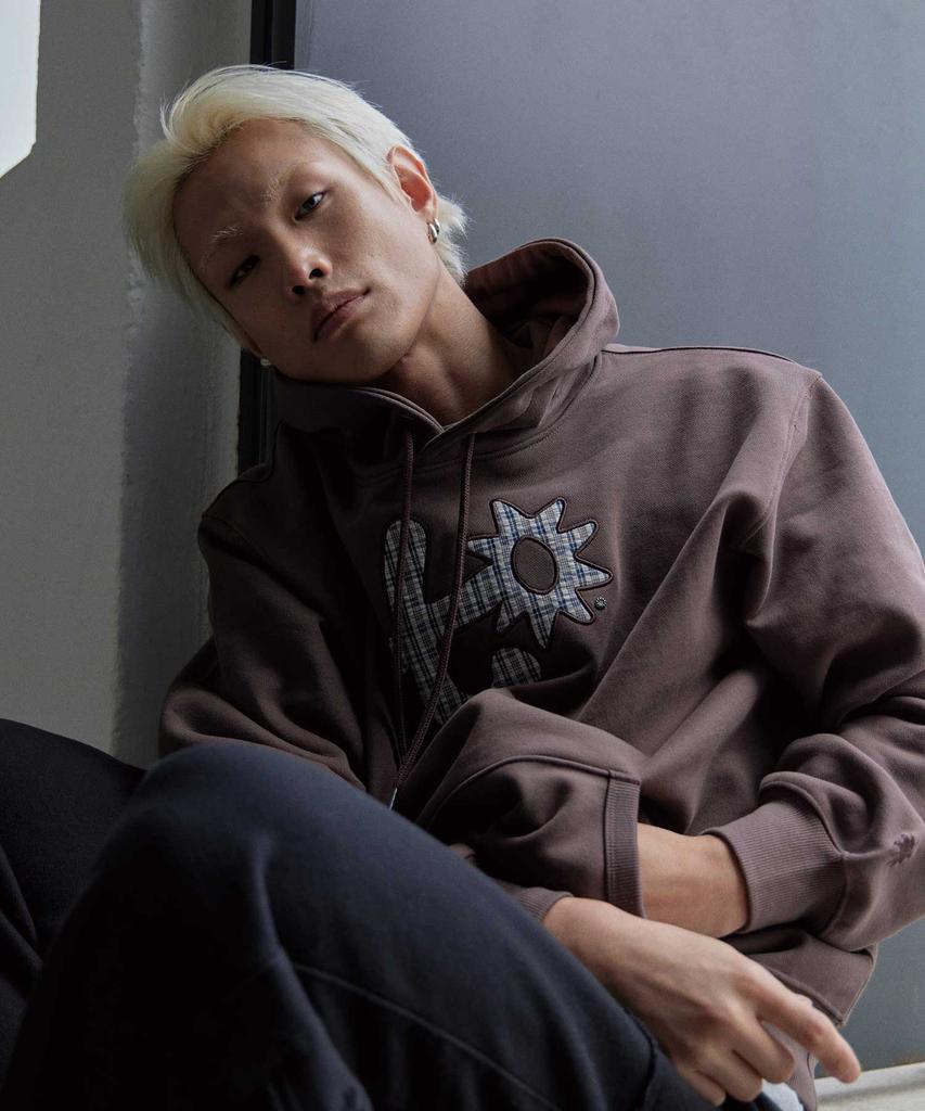Brown Applique Embroidery Hoodie