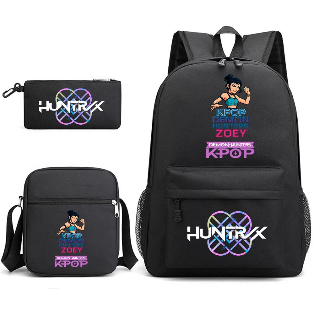 

3Pcs/set Anime Cartoon K-Pop Demon Hunters Printed Backpack with Shoulder Bag Pencil Case for Teenager Student Boy Girl Large Capacity School Bag