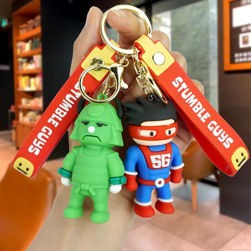 Adorable Cartoon Stumble Guy Keychain Cute Rubber Bag Charm Key Accessory
