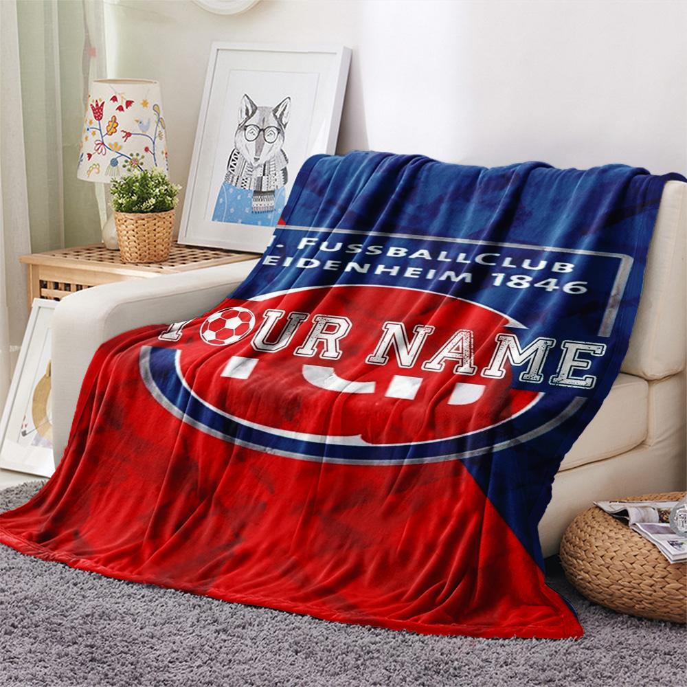 1 Stück FC Heidenheim Wappen Benutzerdefinierter Name Gemustert Flanelldecke Geeignet für Alle Jahreszeiten Für Heimdekoration Wärme Und Komfort Geschenke Feiertagsgeschenk