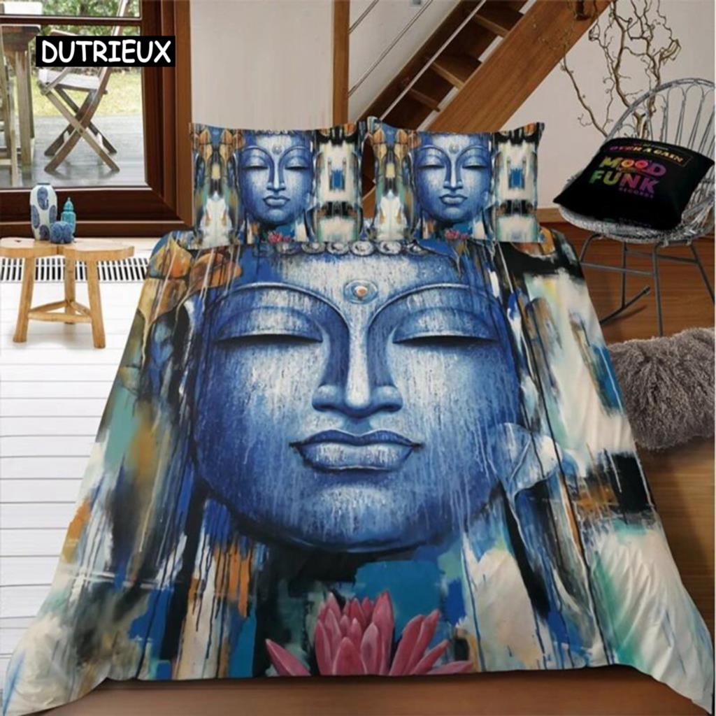 

Комплект постельного белья с изображением Будды, цветной каменный комплект постельного белья для подростков, взрослых, размер Queen King, двуспальный, полиэстер, пододеяльник EU single(135x200cm)