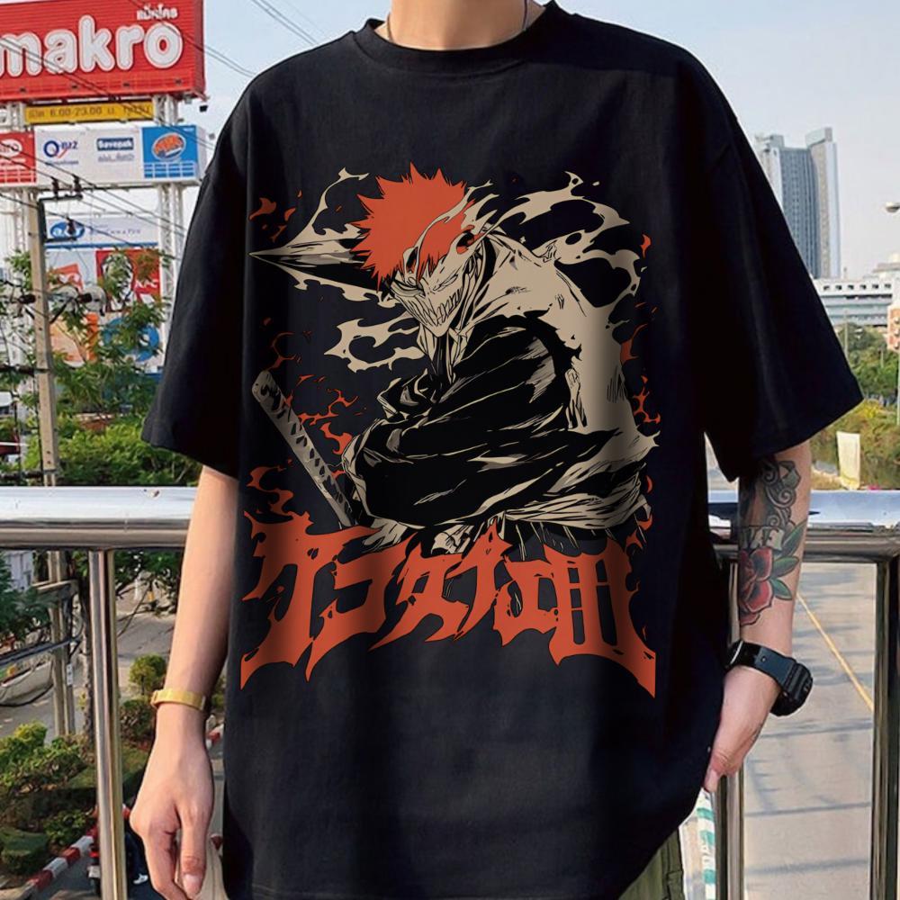 Bleach The Calamity Ichigo Kurosaki Hollowfied Graphics 100cotton Unisexs Unisexs Popular Streetwear Oversized Casual Fan Tshirt