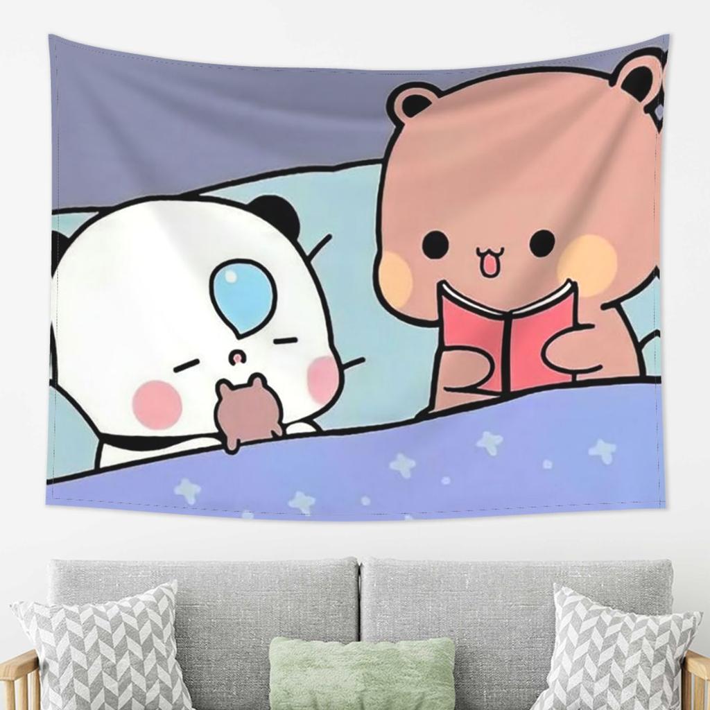 Peach And Goma Bubu Dudu Balloon Tapestry Wall Hanging Aesthetic Home Decoration Tapestries for Dorm Room