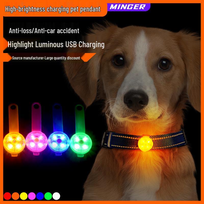Luminous LED Silicone Dog Pendant: Anti-lost Fluorescent Flashing Charm Tag for Pets