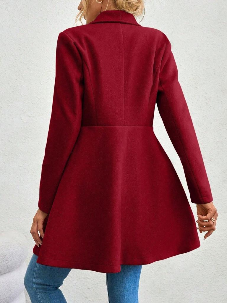 Umlegekragen Trenchcoat Damen Windjacke Eng anliegende Kleidung Femme Lockerer Umhang Wolliger Einreiher Oberbekleidung