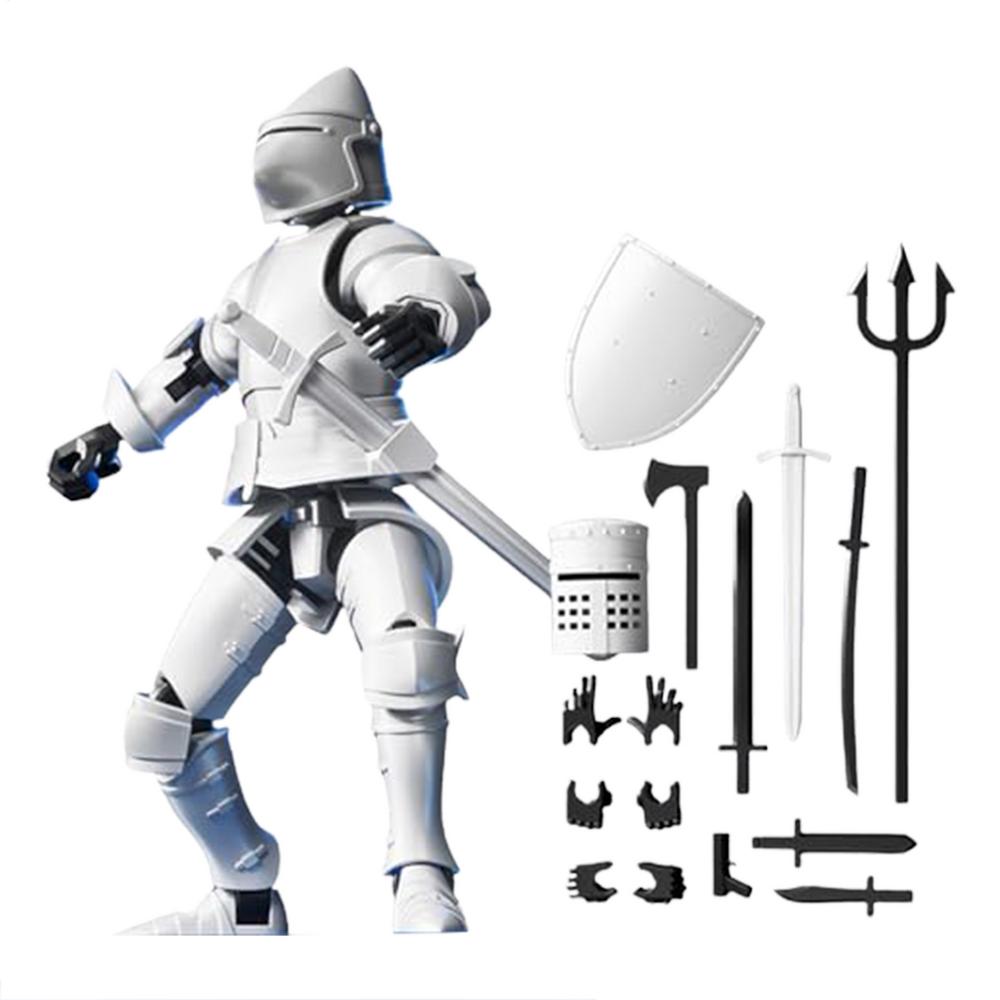 Knight Action Figures 3D Printed Movable Shapeshift Robot Toy Medieval Knight Collectible Figurine Multi-Jointed Action Figure
