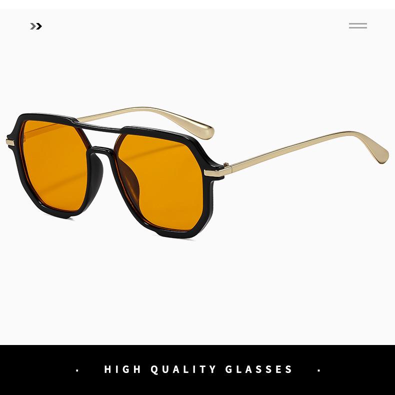 2026 New Double Bridge Square Sunglasses - Fashionable Retro Pilot Style for Holiday and Driving Sun Protection