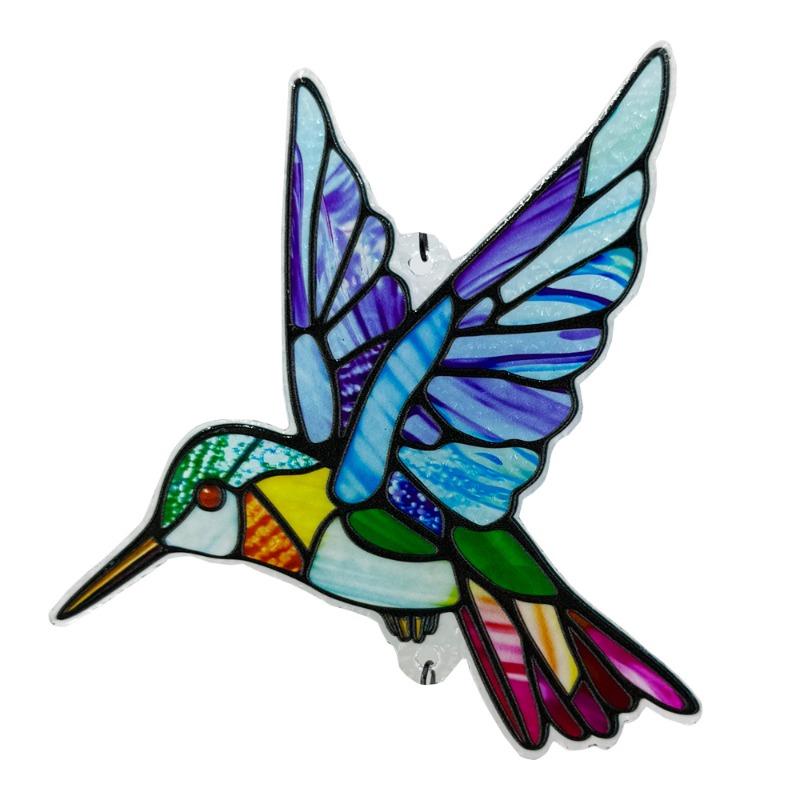Glass Hummingbird Wind Chime Diamond Glass Crafts Hanging for Home Garden Courtyard Balcony Decoration Housewarming Gift