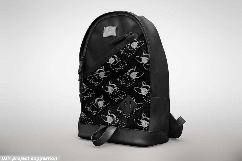 Outdoor Dekostoffe Oxford - Motiv Gezeichnete Bulldoggen Auf Schwarzem I Dr093