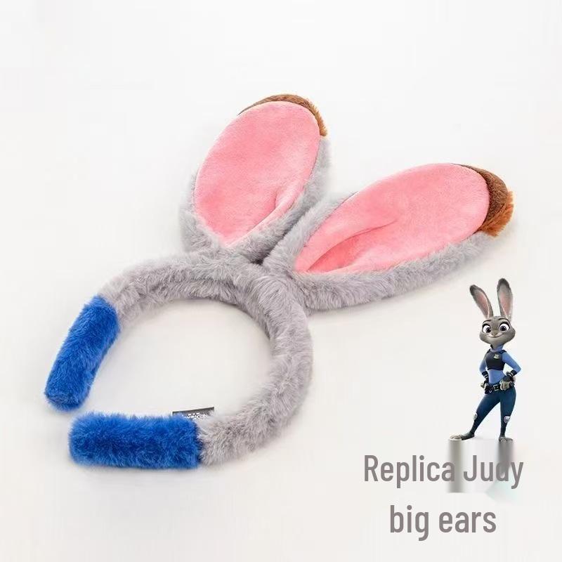 Judy Hopps Rabbit Ears Headband - Cute Cartoon Performance Hair Accessory for Amusement Park and Fun Photos.