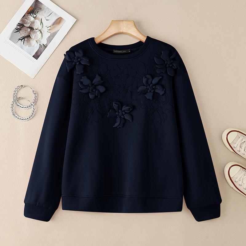 ZANZEA Women Casual Round Neck Loose Long Sleeve Sweatshirt