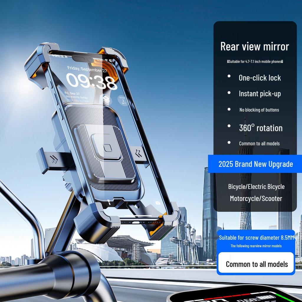 Electric Vehicle & Motorcycle Phone Holder - Shockproof Anti-Shake Mount for Navigation & Food Delivery Riding