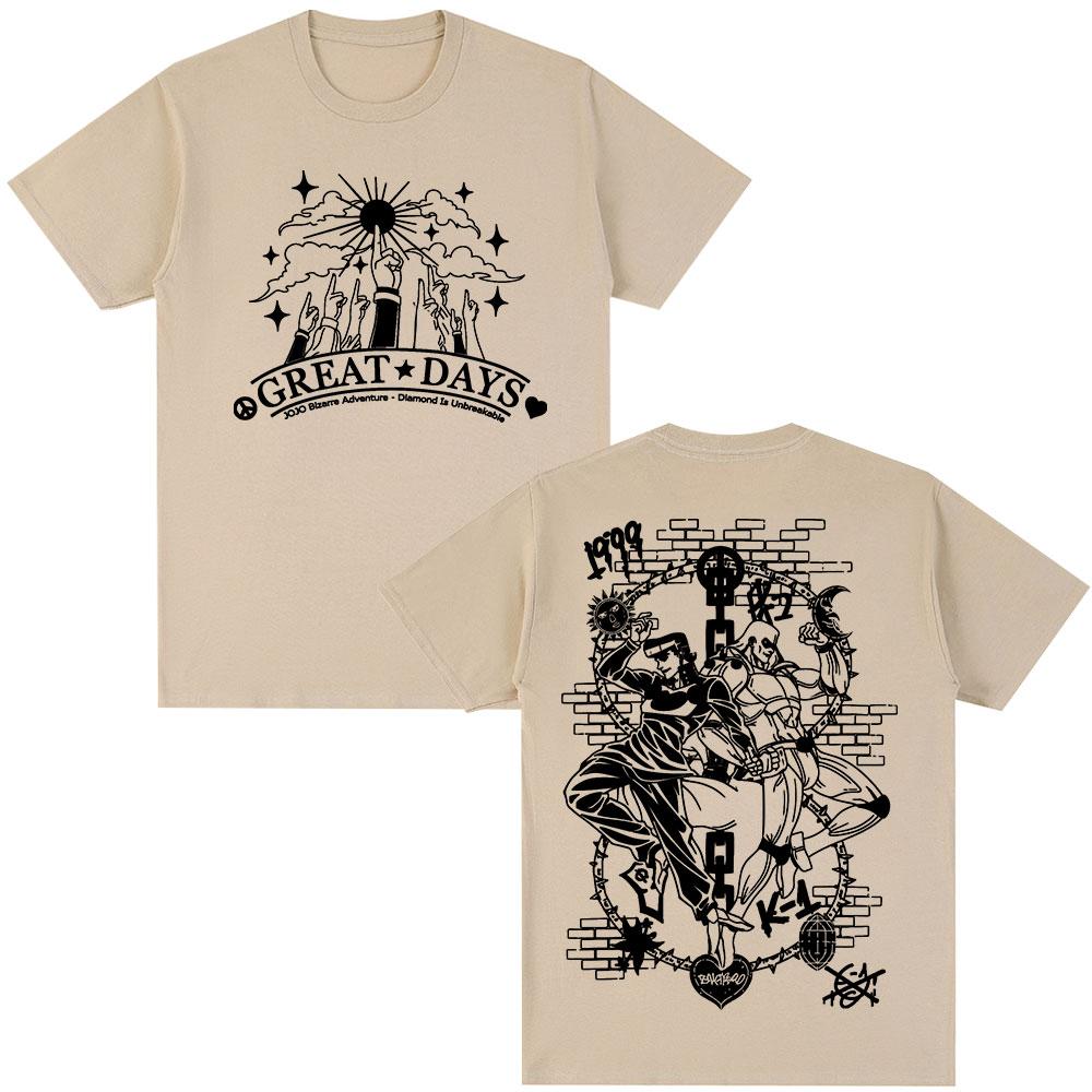 

Anime Jojo Bizarre Adventure Higashikata Josuke Great Days Tshirt 2026 Summer Unisex Women Y2K Fashion Cotton Oversized Tshirt 4XL