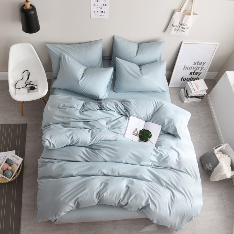 Soft Brushed Microfiber Bedding Set 4PCS Solid Color Minimalist Nordic Style Queen King Size