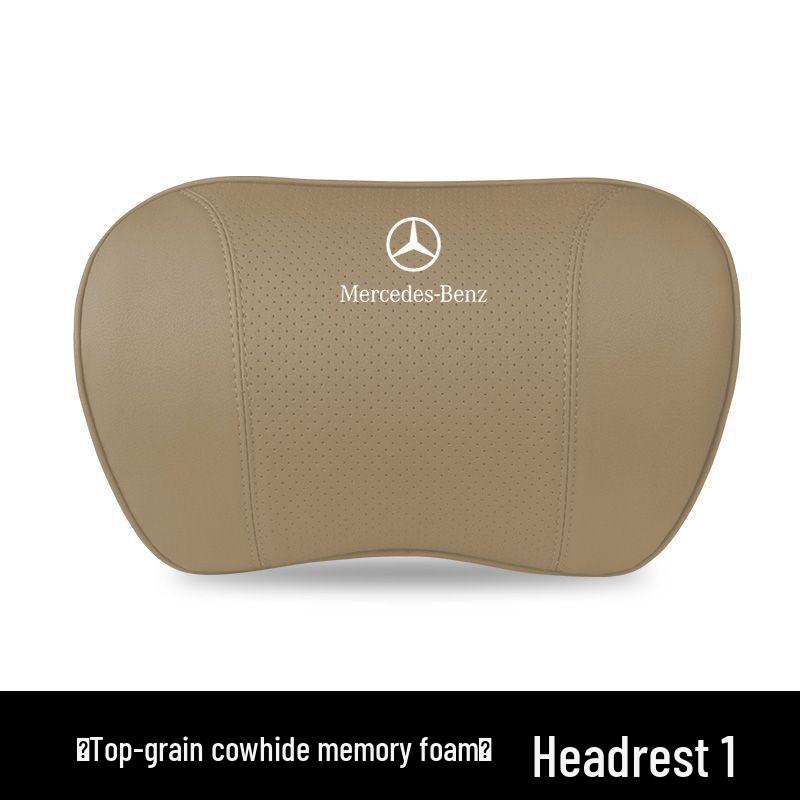 Genuine Leather Ultra-Soft Headrest and Neck/Lumbar Support for Mercedes-Benz A, C, E, S, GLA/GLC/GLE Class.
