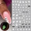 Neue Halloween Nagelkunst-Aufkleber Halloween Cartoon Leuchtendes Geist Kürbis Fledermaus Rückseitenklebend Nagelaufkleber
