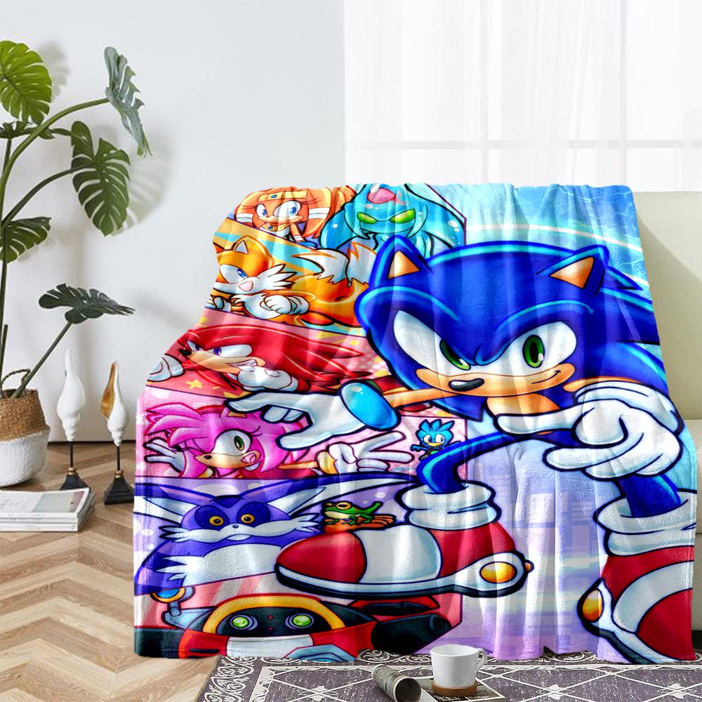 Sonic Theme Printed Blanket - Perfect for Couch, Bed, Travel & Outdoor Use | Machine Washable, Cozy & Durable.