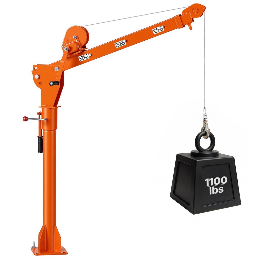 VEVOR Truck Crane, 499 kg Manual Pickup Truck Crane with Hand Winch, 360 degrees Rotating Telescopic Boom, Premium Galvanized Steel