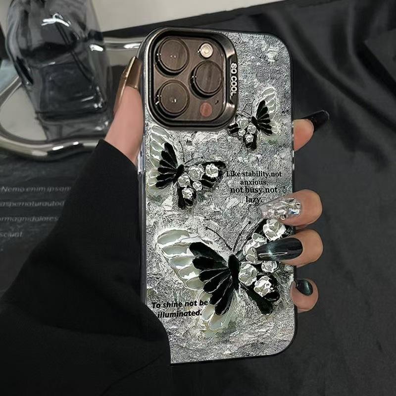 Retro floral butterfly case for Apple iPhone 15 Pro, iPhone 16, 17 Pro Max, and 14 Pro for women. iPhone 7