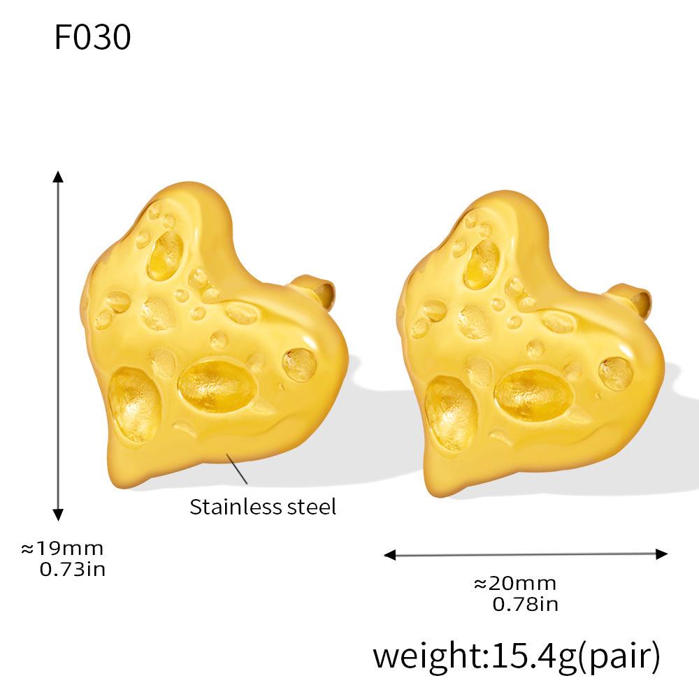Orecchini a Bottone a Forma di Cuore con Strass Qiong Yao - Accessori in Acciaio Inossidabile Placcato Oro 18K