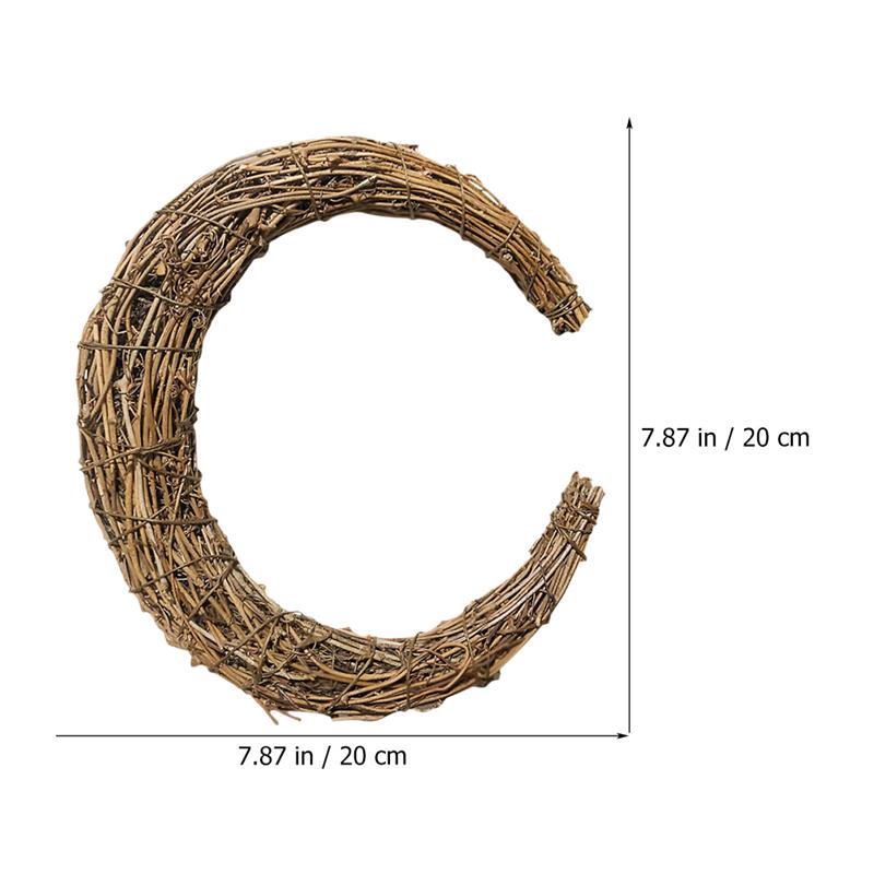 2 Stück Weinrebenkranz DIY Kranz Zubehör Mondförmiger Rattan Natürliche Handgefertigte Geflochtene Ringe Rahmen Für Basteln DIY Blumengeschäft Dekoration