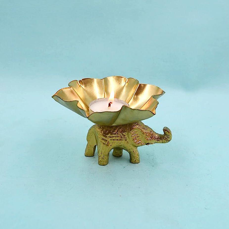 Elegantes Metall Teelichthalter Set mit 1 Stück für Heimdekoration - Modernes Design, Hochzeits- & Diwali-Dekoration - Handgefertigter Tischdekorativer Halter