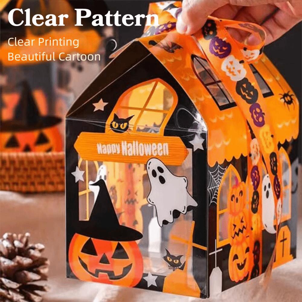 10Pcs Cartoon Halloween Candy Container Trick or Treat Ghost House Cookie Box Kids