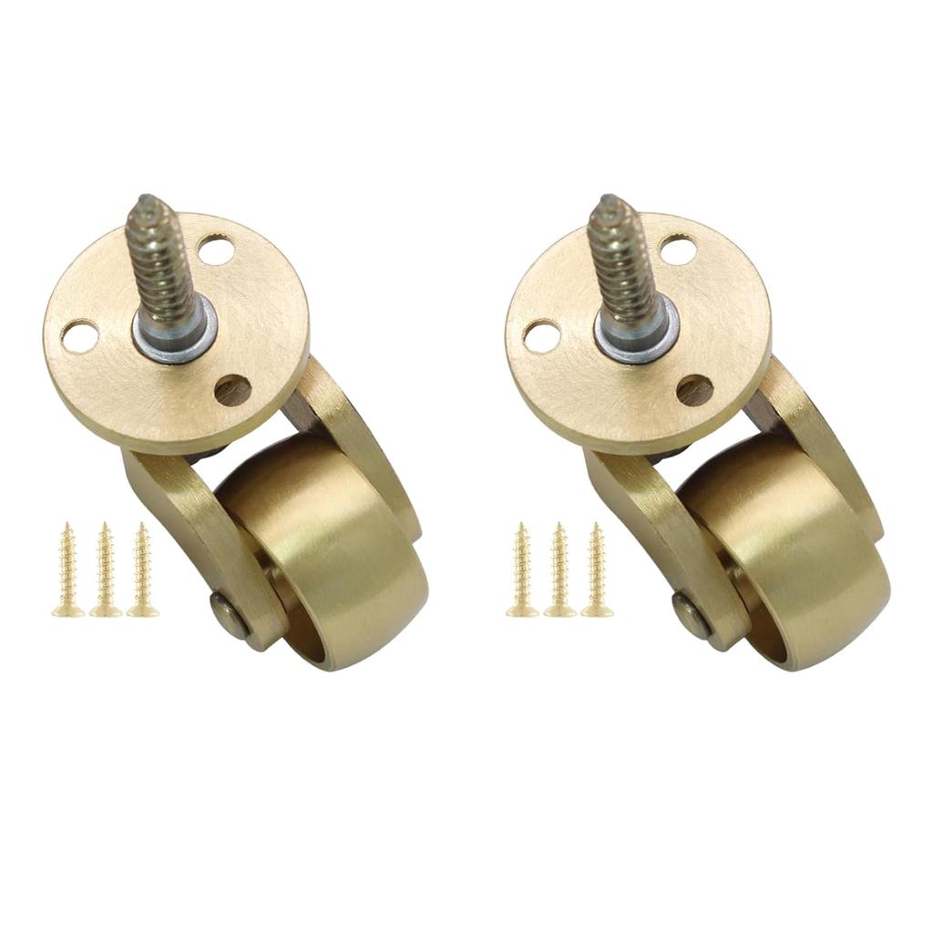 2 Τεμάχια Βαρέως Τύπου Ορειχάλκινοι Τροχοί Κάστορα Περιστρεφόμενοι 360 Μοιρών Αθόρυβοι Κύλισης Κάστορες Επίπλων για Προστασία Δαπέδου & Χαλιού